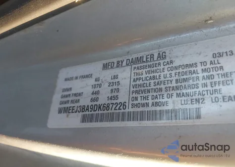 2013 Smart Fortwo Passion from USA, damaged, VIN WMEEJ3BA9DK687226